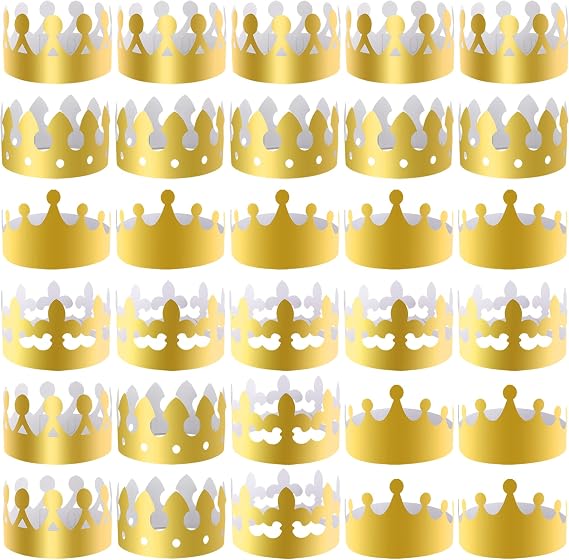 SIQUK 28 Pieces Paper Crowns Golden Party King Crown Birthday Crown Hats
