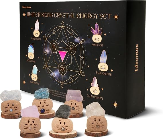 Healing Crystals Gift Set, Zodiac Signs Healing Crystals Stone with Horoscope Box Set, Cancer Scorpio Pisces Crystal Healing Stones Gifts