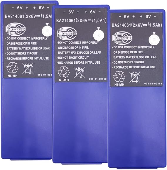 (3-Pcs BA214061 6V HBC Radiomatic BA214061 Battery for FUB10AA MN471560 Battery (2x6 Volt, 1.5 Ah, Ni-MH, Rechargeable)