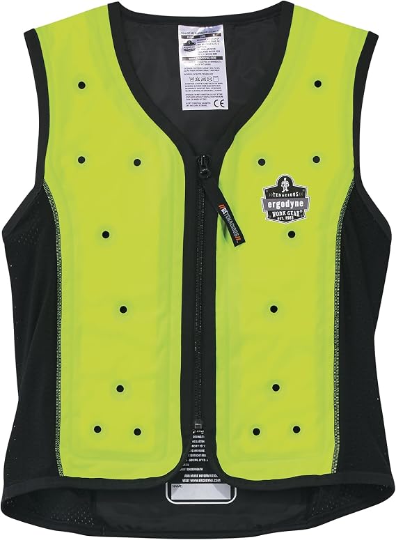 Ergodyne Chill-Its 6685 Evaporative Cooling Vest, Wearer Stays Cool and Dry, Breathable Comfort, Zipper Closure Large, Large