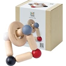 PlanToys Wooden Square Clutcher | Montessori Inspired Infant Toy for Grasping, Sensory Play & Motor Skill Development | Eco Friendly Baby Rattle & Clutch Toy