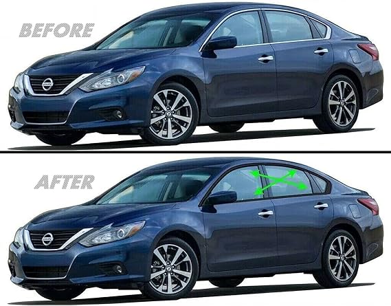 SlickMod Chrome Delete Blackout Vinyl Overlay for 2013-2018 Nissan Altima Window Trim (Gloss Black)