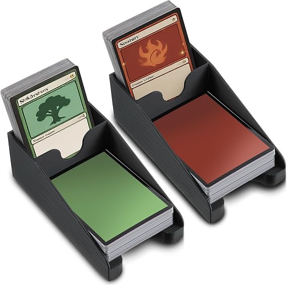 2 Pcs Draw and Discard Card Game Holder for Standard Sized Cards and Sleeves, 3D Printed Card Dispenser Deck Organizer, Non Slip Design on the Bottom, Compatible with TCG for Game Night