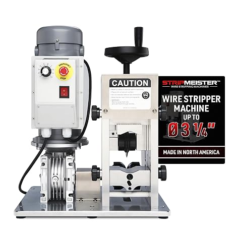 StripMeister E2000x Industrial Wire Stripping Machine Wire Size Up to 3-1/8", Jam-Free, Automatic Wire Stripper with 1HP DC Motor, Speed Control