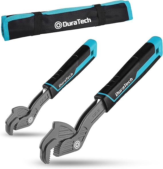 DURATECH 2-Piece Self-Locking Adjustable Spanner Set, 200 mm & 300 mm