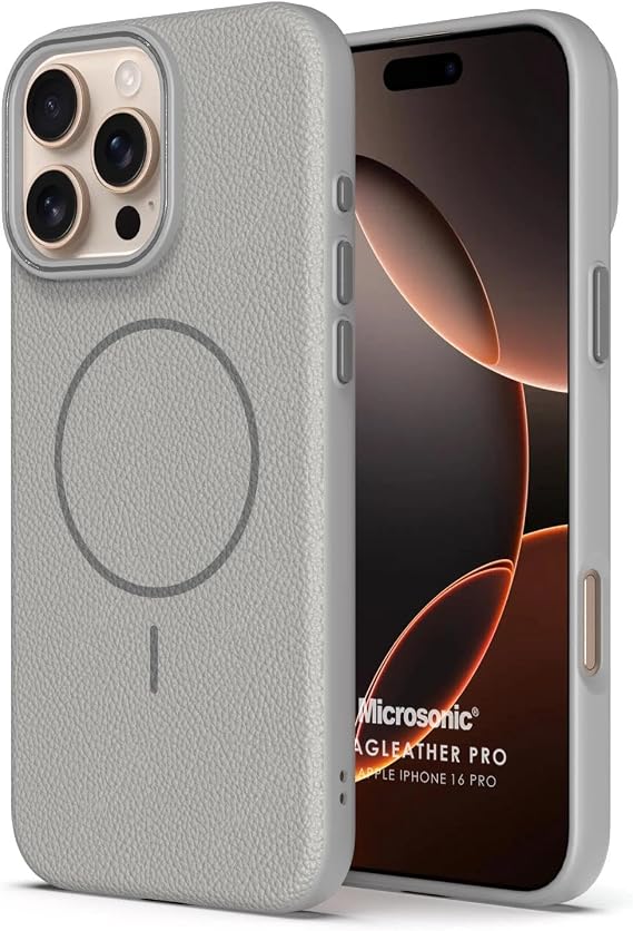Microsonic Apple iPhone 16 Pro Kılıf MagLeather Pro Gri [iPhone 16 Pro ile Uyumlu Kılıf - Gri]