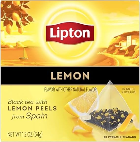 Lipton Black Tea Lemon, Pyramid Tea Bags, Flavored Teabags for a Refreshing