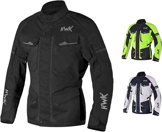 HWK Adventure Motorcycle Jacket Men with CE Armor, 600D Cordura, All-Season