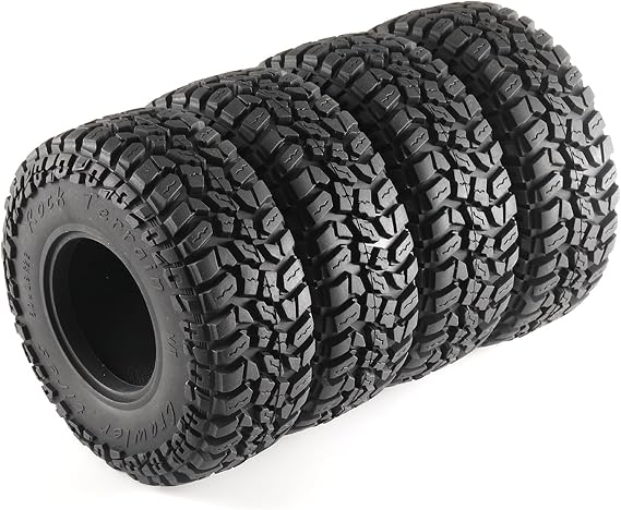 2.2 Rubber Rocks RC Tires with Foam Inserts - 125mmOD Tire Super Soft Rubber for 1:10 Scale Rock Crawlers, Trail Trucks - Compatible with Axial SCX10 90046 AXI03007 D90 Traxxas TRX-4, KM2 Wraith