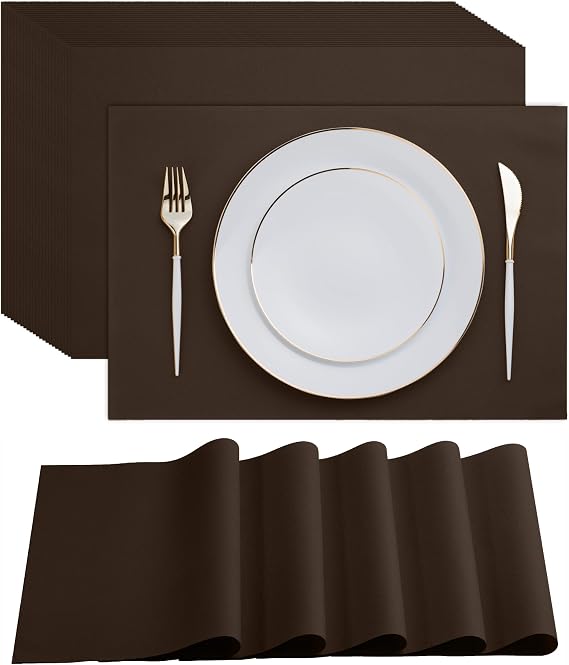 Disposable Brown Paper Placemats for Dining Table - 100-Pack 18" x 12" Cloth-Like Rectangle Paper Placemats for Baby, Kids, Party Or Weddings.
