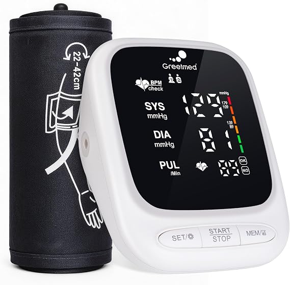 Blood Pressure Monitor Upper Arm Automatic Talking Blood Pressure Cuff, Rechargeable Blood Pressure Machine for Home Use Digital Led Display, Adjustable 8.7"-16.5" Large BP Cuff Dual User Model