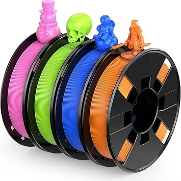 PLA Filament 1.75mm Bundle, WEEDO 3D Printer Filament, Dimensional Accuracy 0.02mm, Clog-Free, Tangle-Free Packed, Bright Green+Orange+Sapphire Blue+Pink (200g*4)