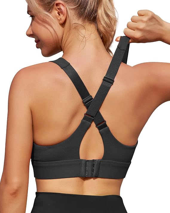 Heathyoga Sports Bra High Impact,Padded High Support Sports Bras for Women Large Bust, Strappy Workout Bras Activewear Bra