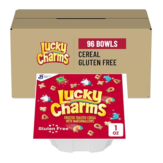 Lucky Charms Cereal, Gluten Free, Single Serve Bowlpak, 96 Ct