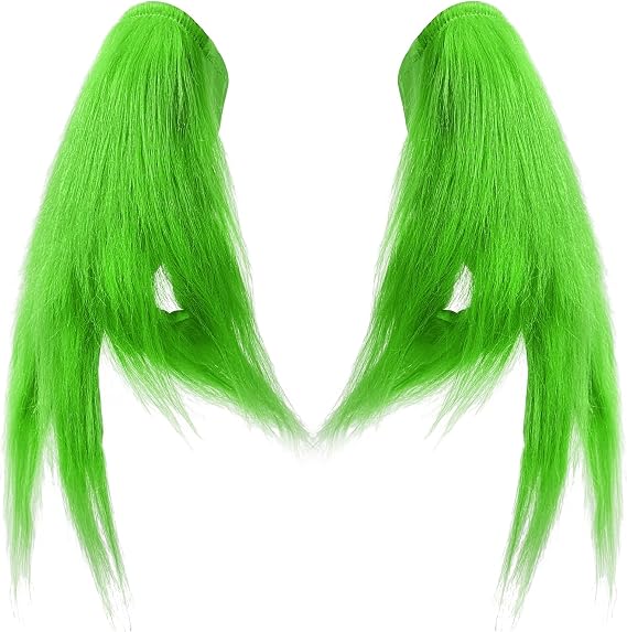 Hikkcos Christmas Green Furry Hand Gloves Adult for Halloween Role Playing Green Monster Costume for Adult Halloween Cosplay Party Supplies
