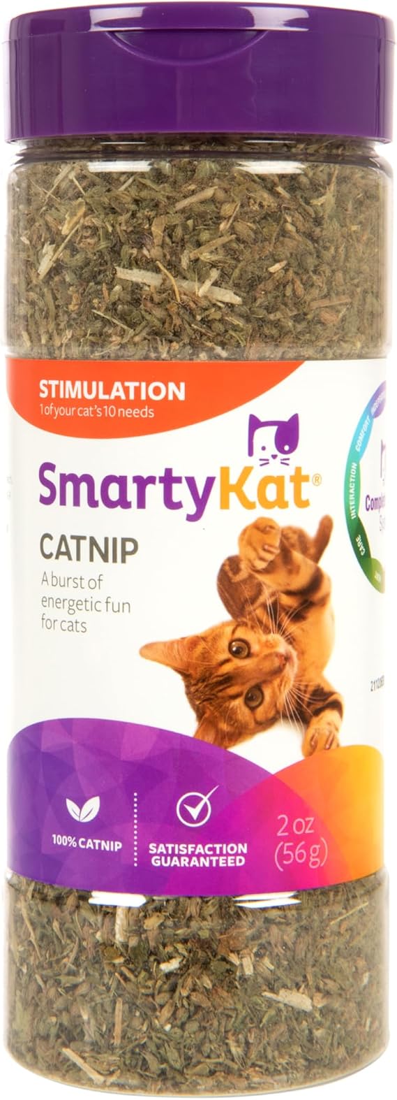SmartyKat Catnip Natural Pure & Potent Attractant, Stimulating Positive Training Aid for Cats & Kittens, Resealable Shaker Canister, 2 Ounces