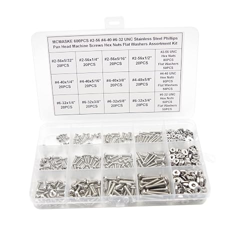 #2-56#4-40#6-32 UNC Phillips Pan Head Screws Nuts & Washers Kit