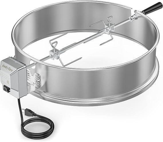 onlyfire Stainless Steel Rotisserie Ring Kit for Weber 22" Kettle Grills | Turns Your Kettle Into A Chicken Roaster