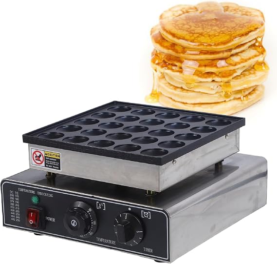 Mini Dutch Pancake Baker Maker, Commercial Electric Nonstick 25/50Pcs 850w Mini Pancake Maker Stainless Steel for Restaurants, Family, Cafes Shops,25Holes-110V