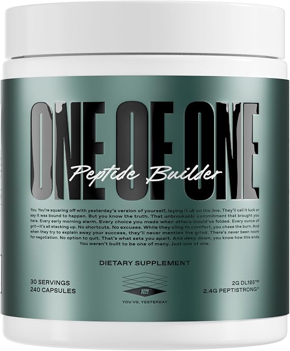 ONE OF ONE Peptide Builder Advanced Muscle-Building & Recovery Formula with PeptiStrong & DL185TM, Enhances Muscle Protein Synthesis, Supports Muscle Health and Recovery - Unflavored, 30 Servings