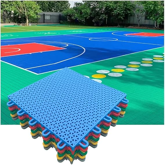 Floor Tiles 25CM Modular Interlocking Floor Tiles, Outdoor Basketball Court Badminton Court Weatherproof Stitching Sports Mat