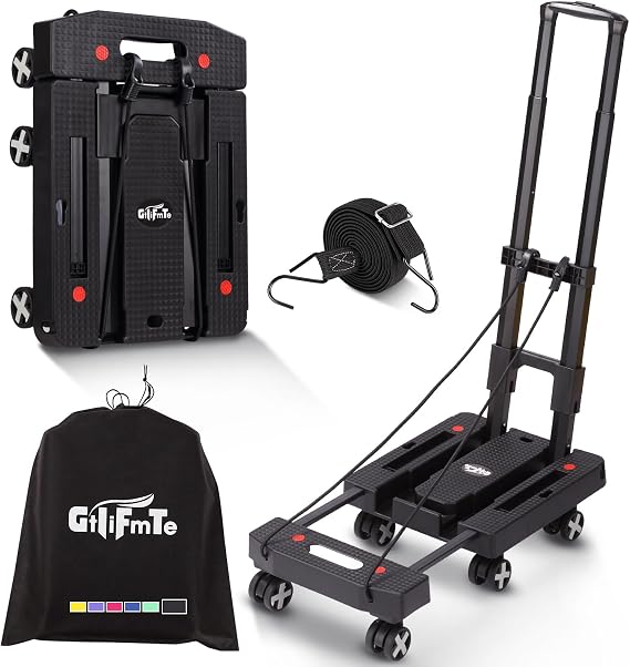 GtIiFmTe Foldable Hand Truck, Lightweight Luggage Cart for Airport Car Seat