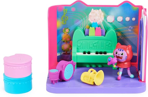 Gabby's Dollhouse, Groovy Music Room with Daniel James Catnip Figure, 2 Accessories, 2 Furniture Pieces and 2 Deliveries, Kids Toys for Ages 3 and up