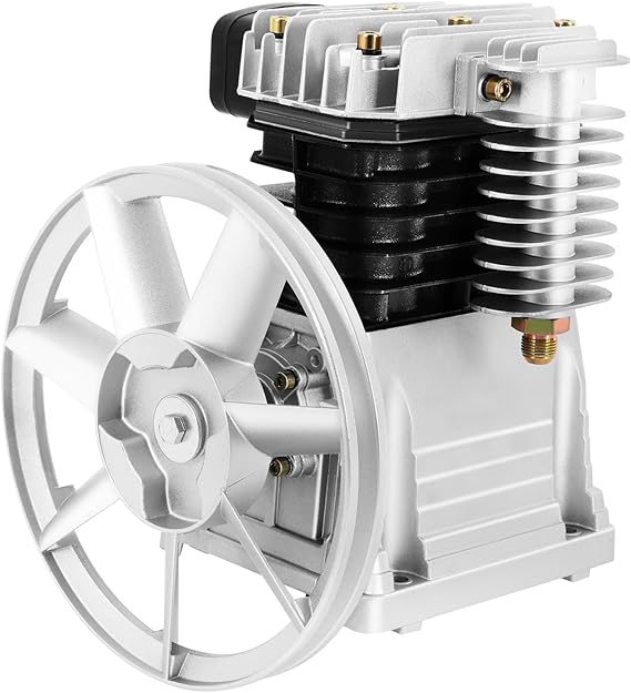 Piston Style Cylinder Air Compressor Pump, Oil Lubricated Air Compressor Head Pump, Aluminum Motor Head Air Tool (3HP 2200W, 250L/min)