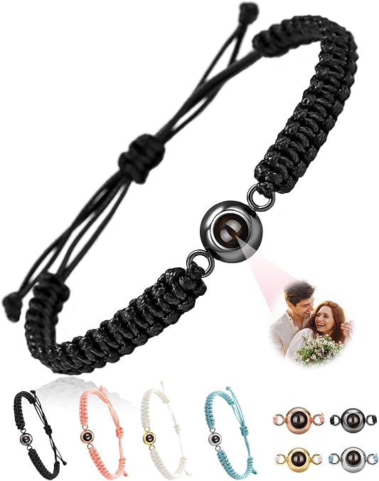 Custom Bracelets with Picture Inside, Picture Bracelet Personalized Photo, Personalized Gifts for Women, Custom Photo Gifts for Women/Men/Couple/Family/Friend/Dog/Cat