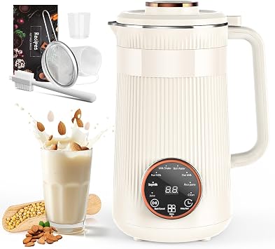 Nut Milk Maker Machine, 35oz Homemade Soy, Almond, Oat, Coconut, Plant Based and Non Dairy Beverages, 8 in 1 Automatic Soybean Machine With 12H Delay Start/Keep Warm/Boil Water