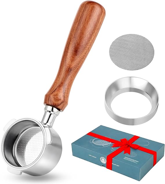 51mm Bottomless Portafilter Gift Box for De'Longhi Dedica EC685, 3-Ear Naked Espresso Handle Set Compatible with Casabrews CM5418 3700Pro Includes Filter Basket, Puck Screen & Elegant for Home Barist