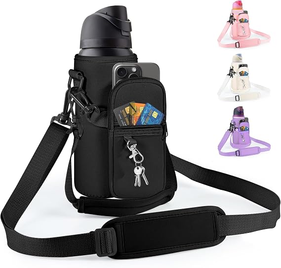 Water Bottle Carrier Bag with Strap, Fits Owala FreeSip 24/32 oz