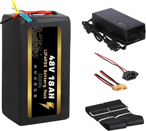48V 52V 15AH 18AH 20AH Ebike Battery LiFePO4 Lithium B attery,Built-in 40A BMS for Electric Bike Scooter Motorcycle 0-960W Motor
