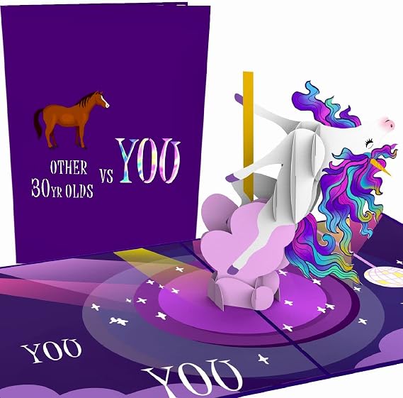 Liif 3D Pop-Up Birthday Card, 30th Birthday Card for Women, Crafted from Art Paper, Laser Cut and Assembled by Hand, Includes Envelope and Message Note