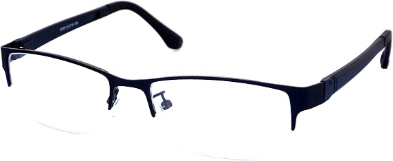 VINTAGE Designer Metal Frame Half Rim Clear Lens Eye Glasses BLACK