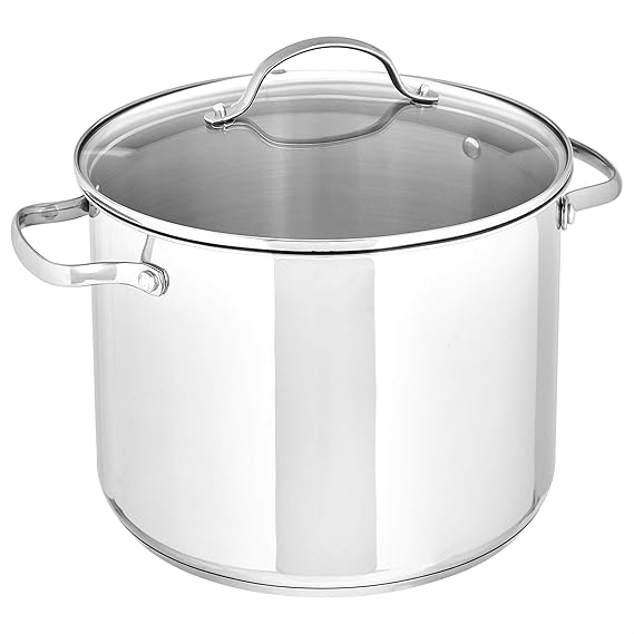 Amazon Basics Stainless Steel Stock Pot with Lid, 7.6 litre, Silver