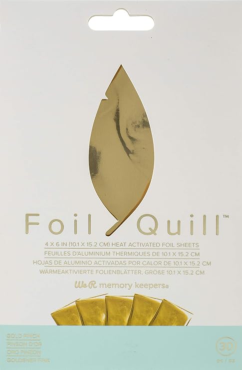 We R Memory Keepers Heat Activated Foil, Goldfinch, Set of 30 Sheets, 4x6", Use with Quill Pen to Create Shiny Embellishments and Designs