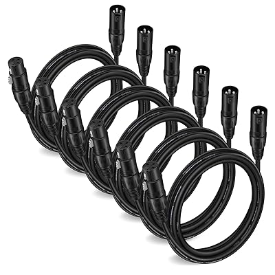Moukey XLR Cables 10ft XLR 10 Feet Microphone Male to Female Mic Cables Cord, Black 6-Pack