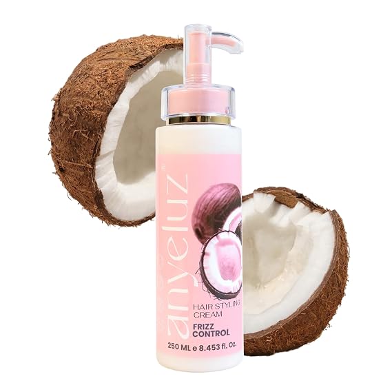 ANYELUZ Daily Leave-In Conditioner Cream, Coconut & Argan Oil Formula, Frizz Control Moisturizer, Strengthening Detangler, Hydrating Hair Treatment for Curly, Dry, or Color-Treated Hair