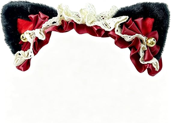 Cat Ears for Helmet with Lace Bell for Helmet 1PC Helmet Accessories Helmet Decoration for Motorcycle Helmet Bicycle Helmet Ski Helmet(Helmet Not Included)