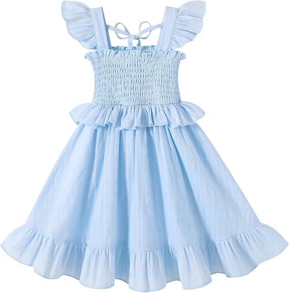 YOUNGER TREE Toddler Dress Baby Girls Cotton Ruffle Sleeveless Summer Dresses Kids Boho Beach Casual Sundress
