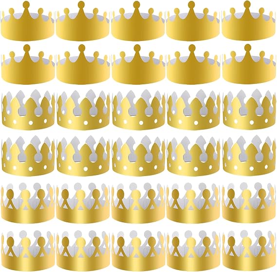 SIQUK 27 Pieces Golden Paper Crown Party Gold Crowns Hats King Crowns
