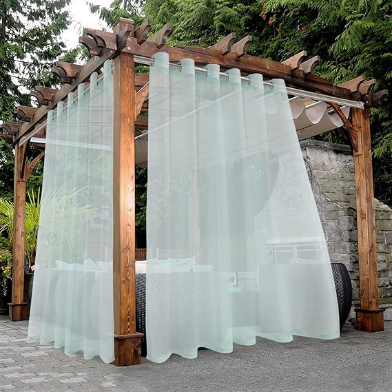 BONZER Sheer Outdoor Curtains for Patio Waterproof 2 Panels