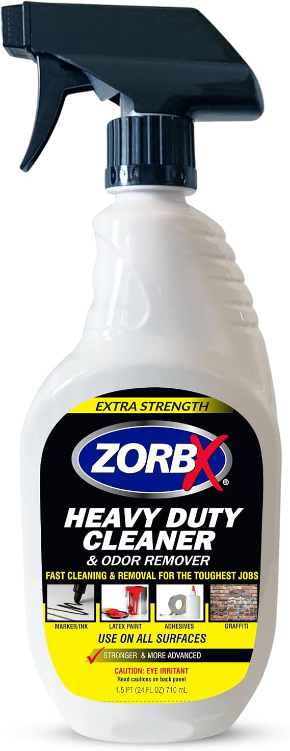 ZorbX Extra Strength Heavy Duty Cleaner and Odor Remover Graffiti Remover - Black marker Remover - Paint and Adhesive Remover - (24 FL Oz)