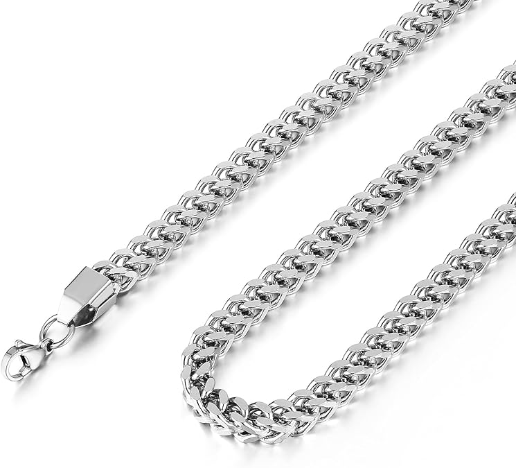 HZMAN Stainless Steel Franco Chain for Men 3/4/5/6mm Size 16-30 Inch