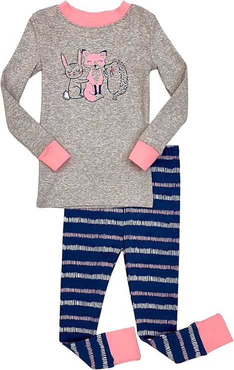 Prestigez Girls' Organic Cotton 2 Piece Pajama Sleepwear Set