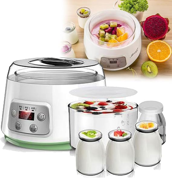 1.3L Electric Yogurt Maker, Automatic Yogurt Making Machine, with 4 X 100ml Cup-dividing, with LCD Display/Touch Switch, Adjustable Time, for Home Yogurt/natto,With 4 Cups