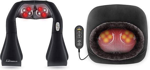 Snailax Shiatsu Neck and Shoulder Massager - Back Massager with Heat, Deep Kneading Electric Massage Pillow for Neck, Back, Shoulder,Foot Body Pain Relief