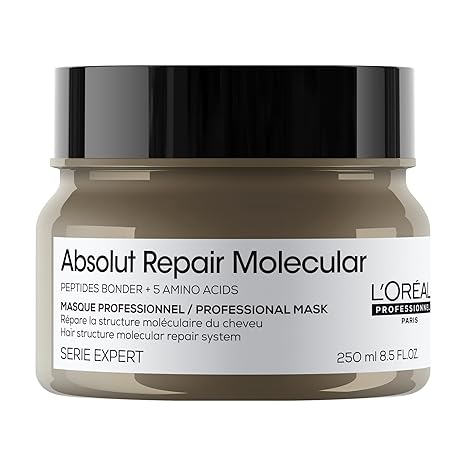 L'Oreal Professionnel Paris Absolut Repair Molecular Hair Mask - Bond Building & Repair, For All Color Treated and Damaged Hair, With Peptide Bonder & Amino Acids