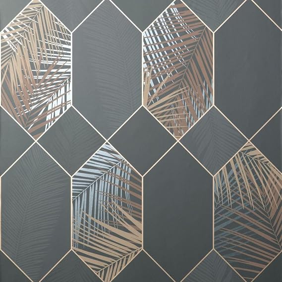 Fine Decor UK Miami 2021 Tropical GEO Charcoal